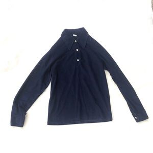 Vintage long sleeve polo with velvet texture.
